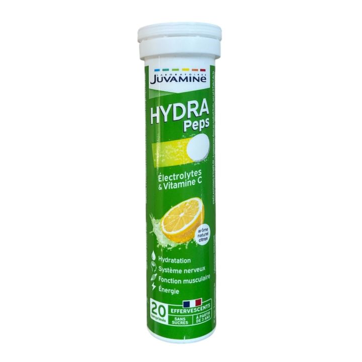 Hydra Peps arôme citron Juvamine - tube de 20 comprimés effervescents