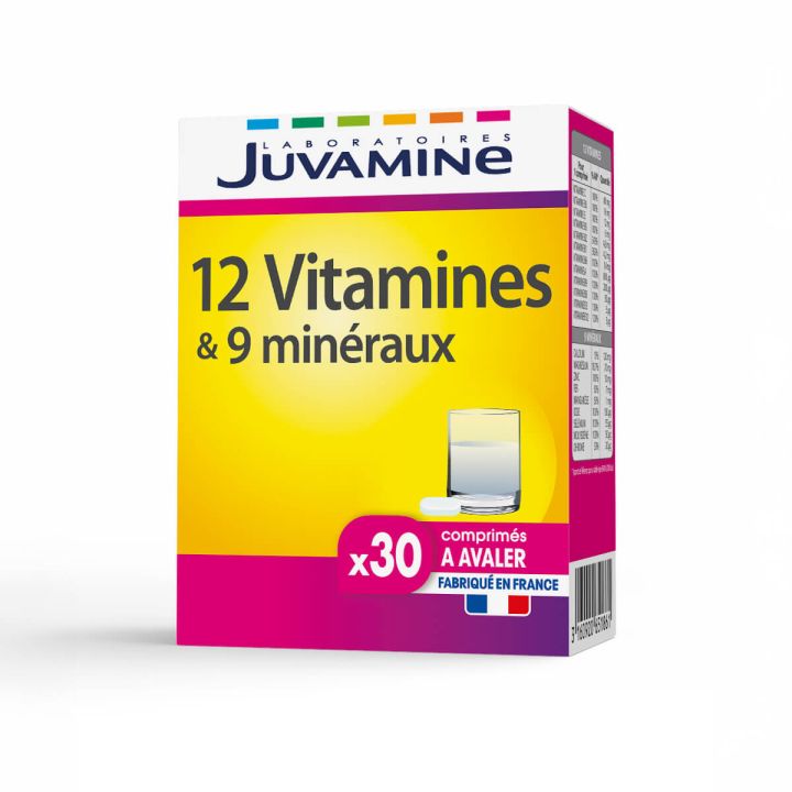 12 vitamines et 9 minéraux Juvamine - boîte de 30 comprimés