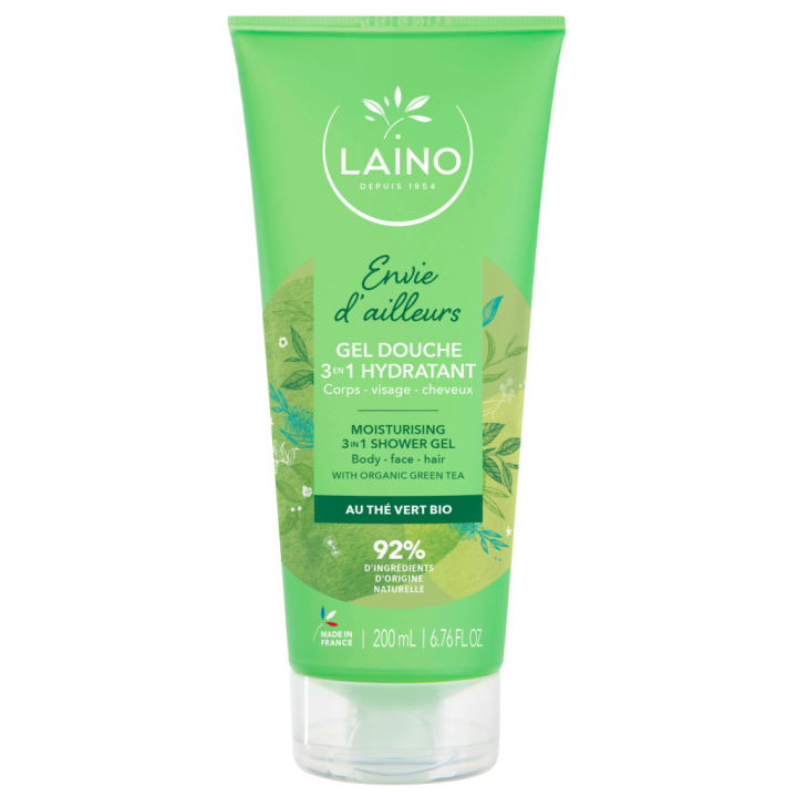 Gel douche 3 en 1 hydratant au thé vert bio Laino - tube de 200ml