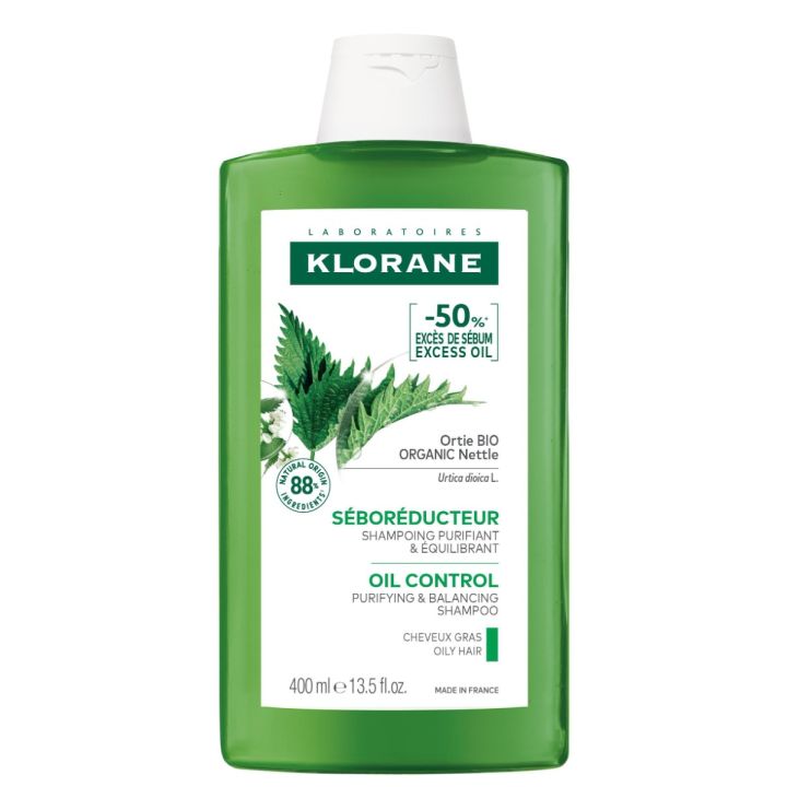 Shampoing séborégulateur cheveux gras à l'Ortie bio Klorane - flacon de 400 ml
