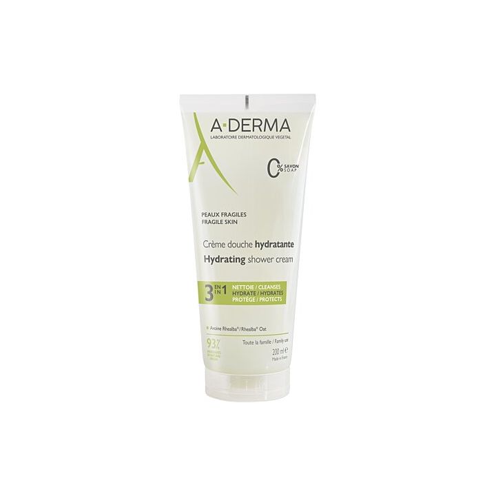 Crème douche hydratante 3en1 A-Derma - tube de 200ml