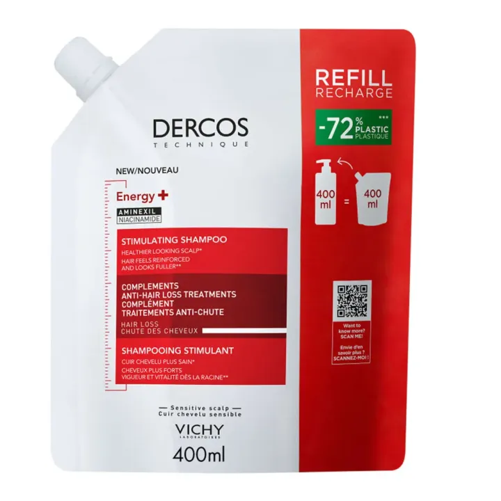 Dercos Energy+ shampooing stimulant anti-chute Vichy - éco-recharge de 400ml