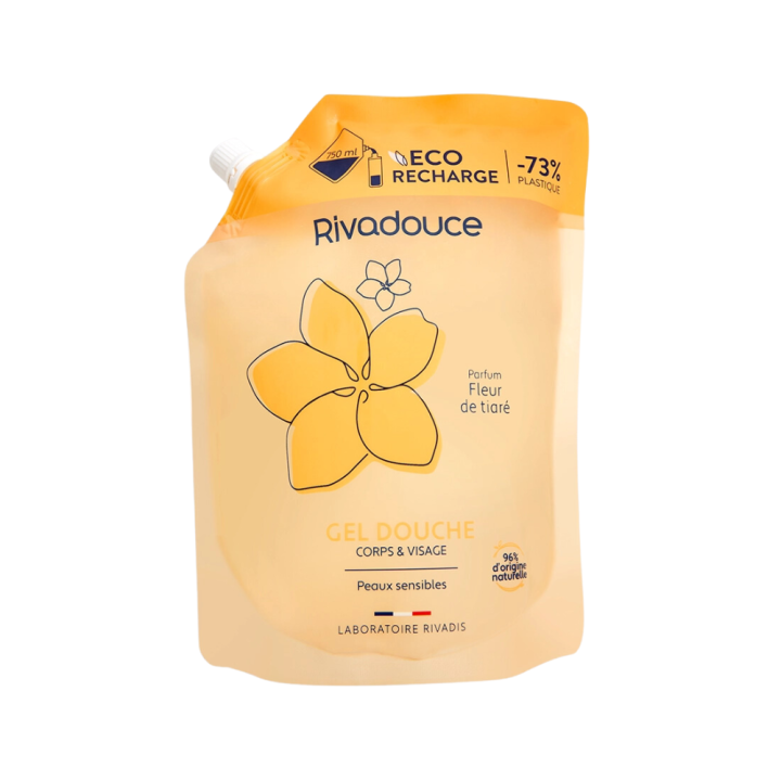 Gel douche Fleur de tiaré éco-recharge Rivadouce - recharge de 750ml 