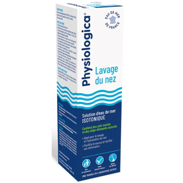 Physiologica lavage du nez solution d'eau de mer isotonique Gifrer - spray de 100 ml