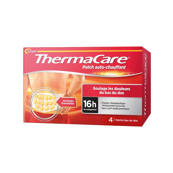 ThermaCare patch auto-chauffant 16h bas du dos - boîte de 4 patchs