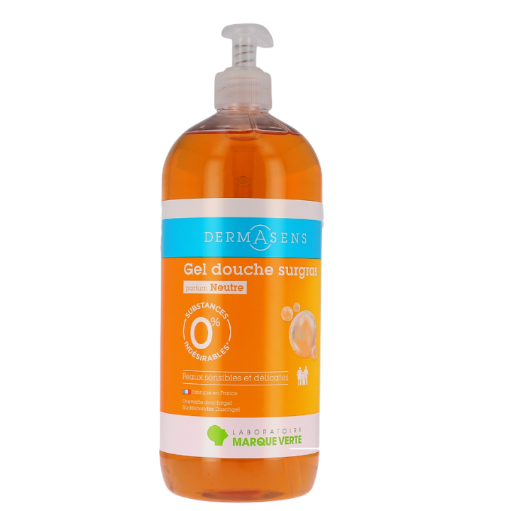 Gel douche surgras parfum neutre Dermasens - flacon pompe de 1L 