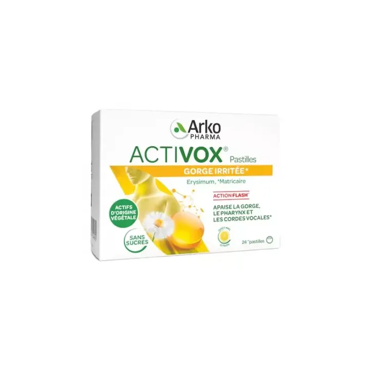 Activox gorge irritée arôme miel citron Arkopharma - boite de 24 pastilles