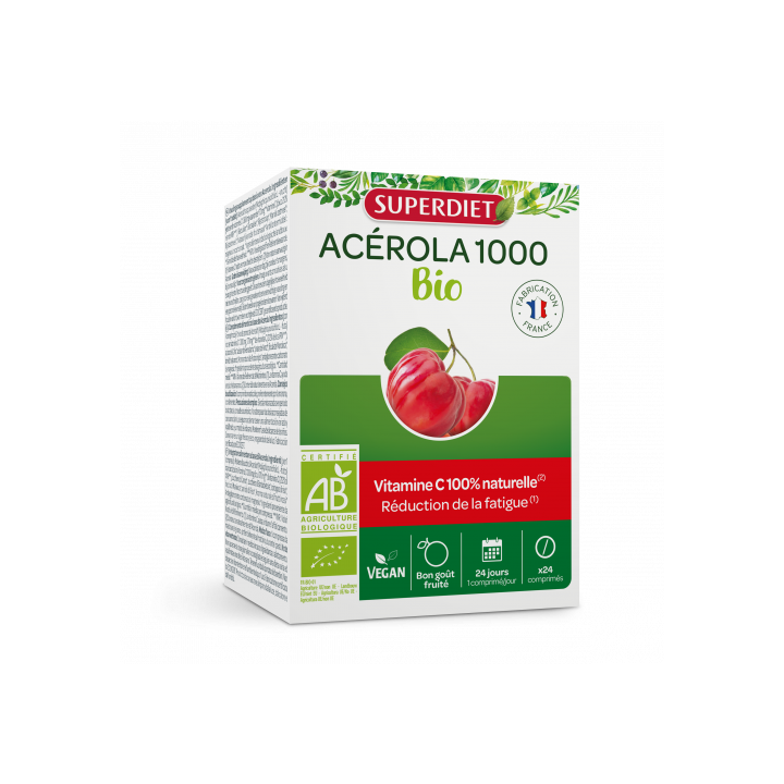 Acérola 1000 bio Super Diet - boite de 24 comprimés