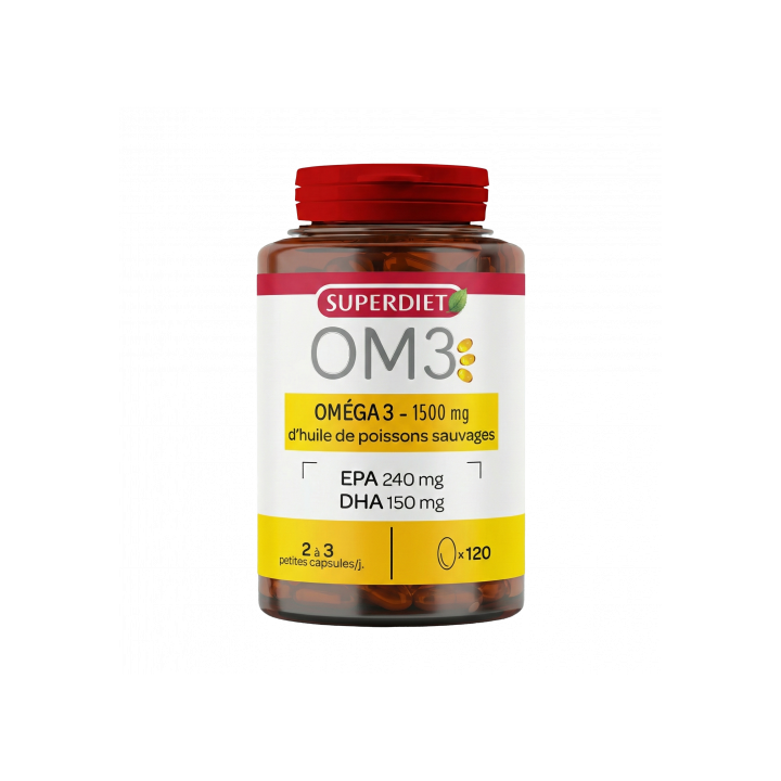OM3 Oméga 3 1500mg huile de poisson Super Diet - pot de 120 capsules