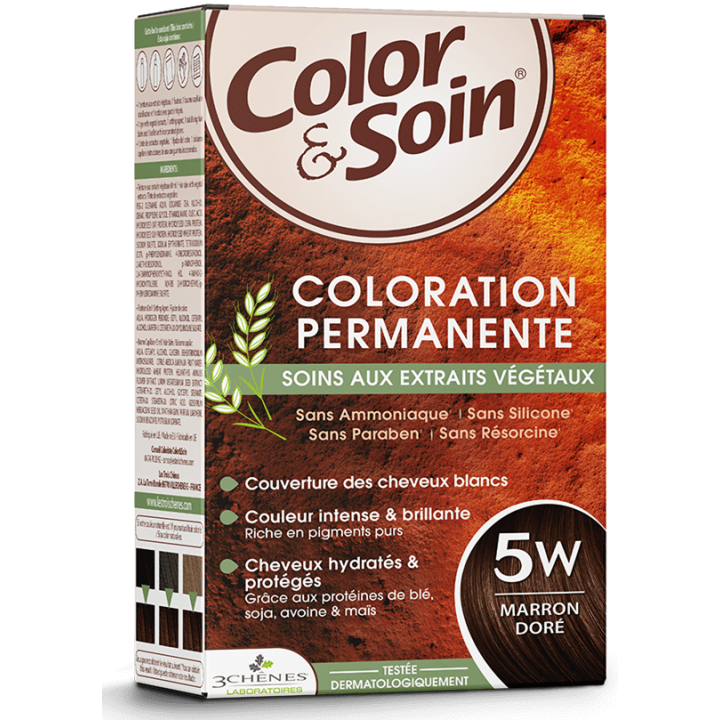 Color & soin coloration permanente marron doré 5W Les 3 chênes - 1 kit