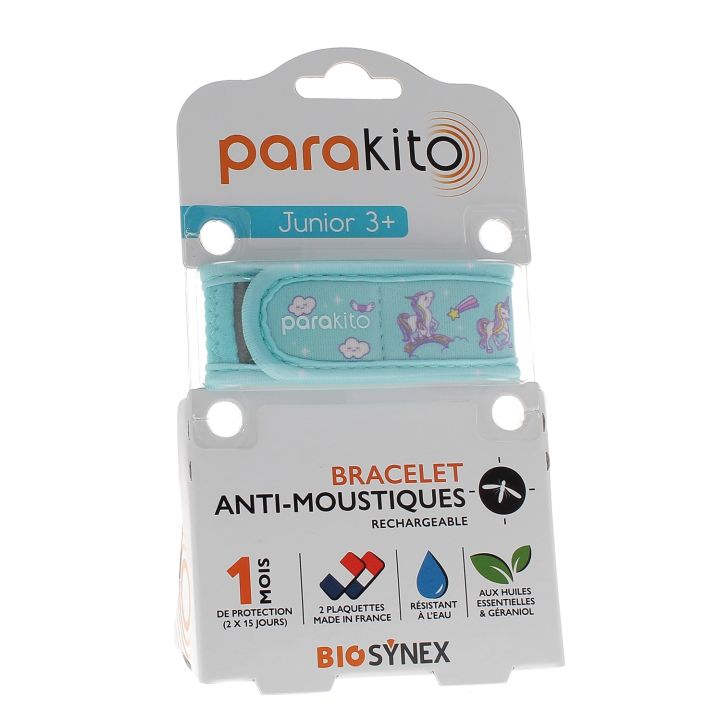 Bracelet anti-moustiques rechargeable junior Licorne Para Kito - 1 bracelet + 2 recharges