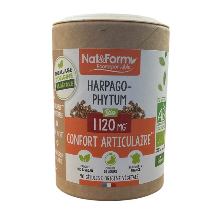 Harpagophytum bio Confort articulaire Nat&Form - pot de 90 gélules