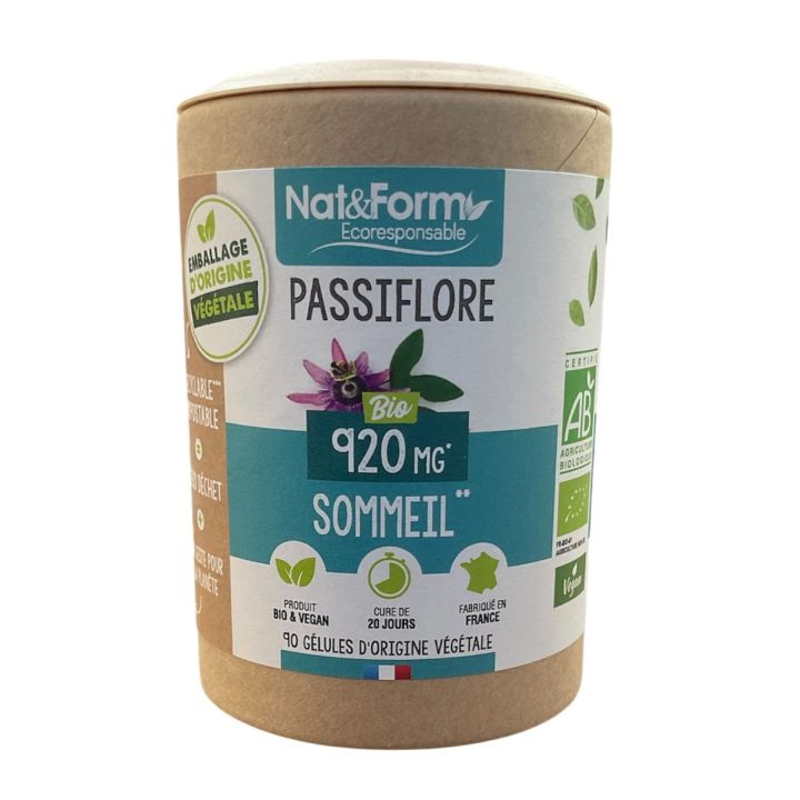 Passiflore bio Sommeil Nat&Form - pot de 90 gélules