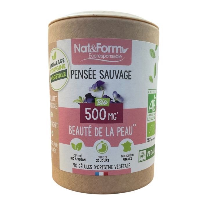 Pensée sauvage bio Beauté de la peau Nat&Form - pot de 90 gélules