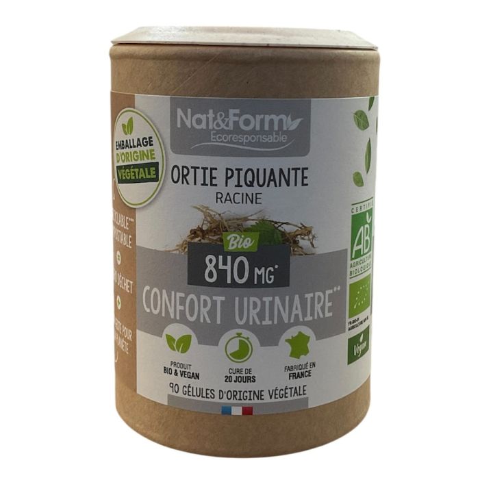 Racine d'ortie piquante bio Confort urinaire Nat&Form - pot de 90 gélules