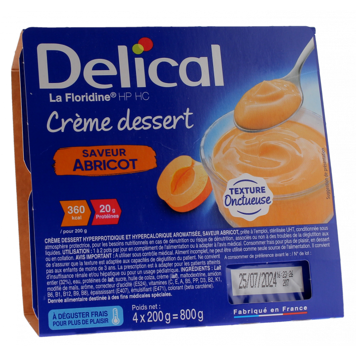 Delical Crème dessert HP/HC La Floridine saveur abricot - 4 pots de 200g