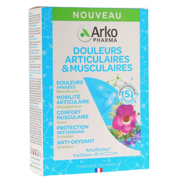 Douleur articulaires et musculaires Arkopharma - boite de 20 ampoules