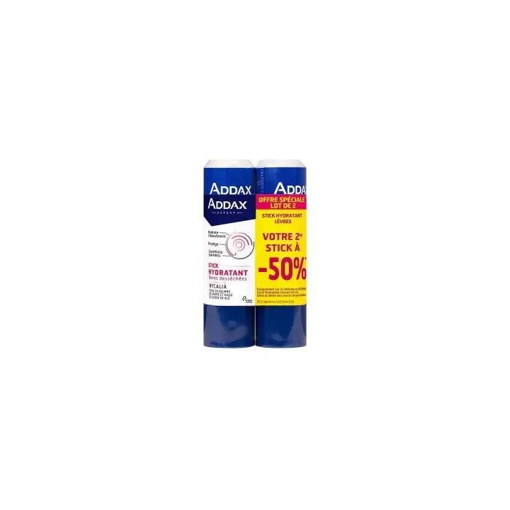 Stick hydratant lèvres Addax - lot de 2 sticks offre spéciale 2ème-50%