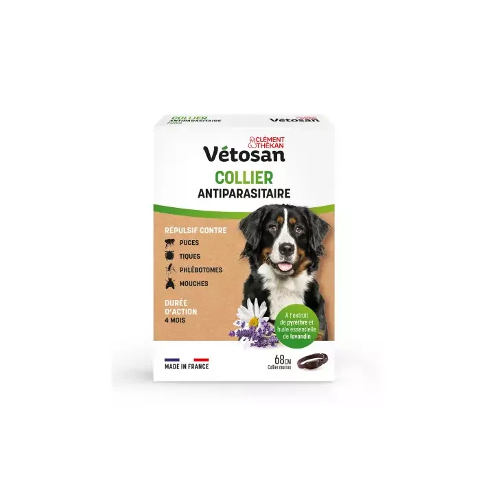 Vétosan Collier antiparasitaire chien Clément Thékan - collier de 68cm