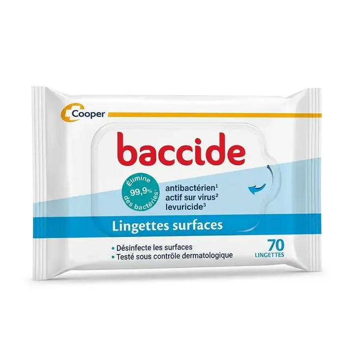 Lingette désinfectante surface Baccide - sachet de 70 lingettes