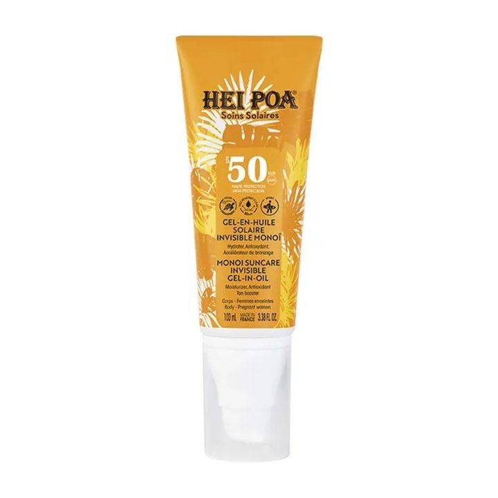Gel-en-huile solaire invisible Monoï SPF50 Hei Poa - tube de 100ml