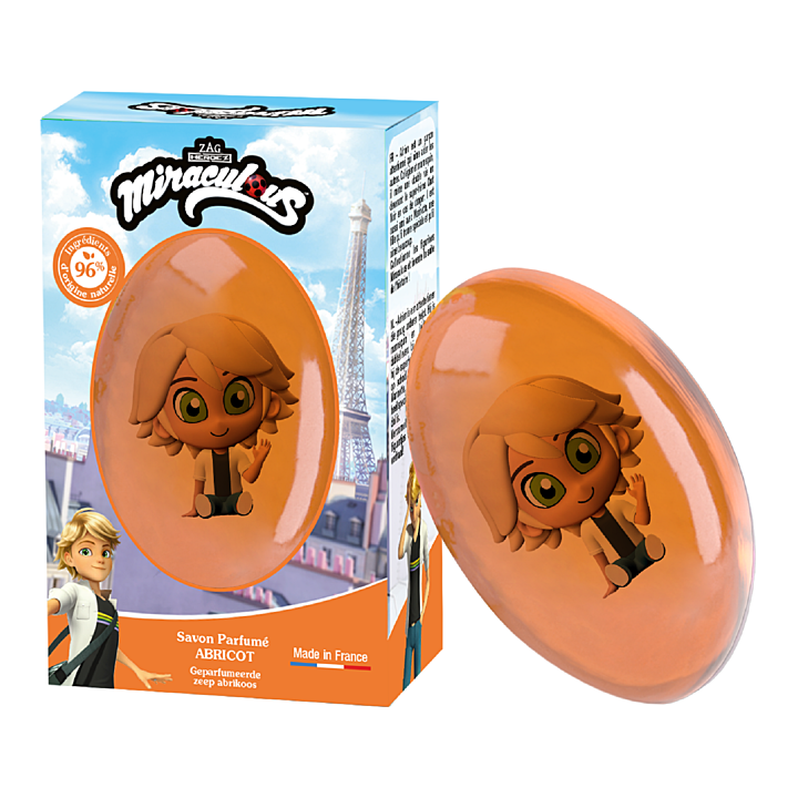 Savon solide Abricot figurine Adrien Le Comptoir du Bain x Miraculous - pain de 75g
