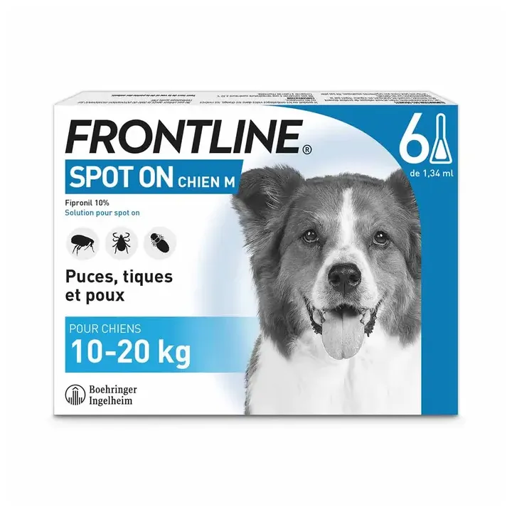 Spot On chiens 10-20 kg Frontline - 6 pipettes de 1,34ml