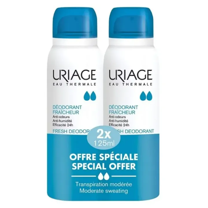 Déodorant fraîcheur offre spéciale Uriage - lot de 2 sprays de 125ml