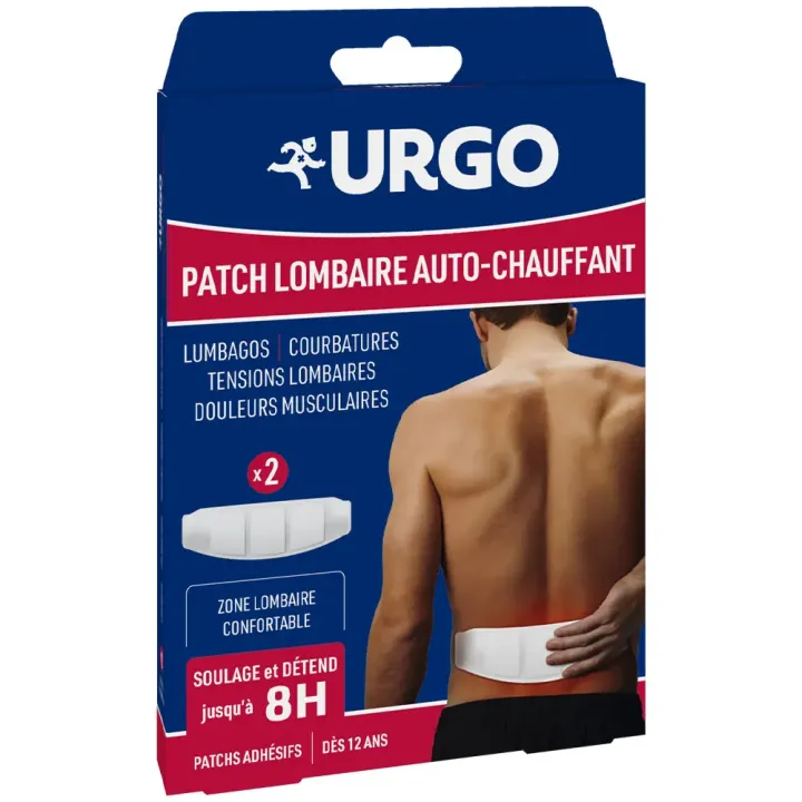 Patch lombaire auto-chauffant 8h Urgo - boite de 2 patchs 