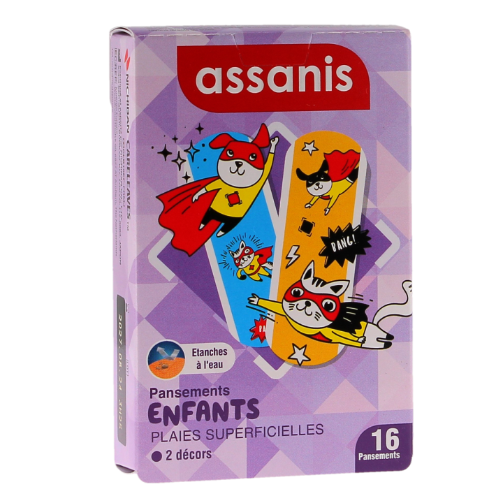 Pansements enfants plaies superficielles Assanis - boite de 16 pansements 
