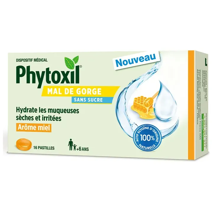 Phytoxil pastilles mal de gorge sans sucre miel Sanofi - boîte de 16 pastilles