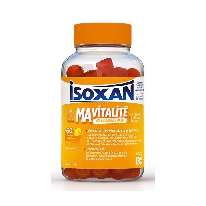 Isoxan Ma vitalité gummies 18 ans+ goût citron - pot de 60 gommes