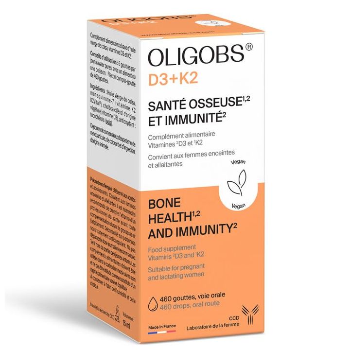 Oligobs D3+K2 Ccd - flacon compte-gouttes de 460 gouttes