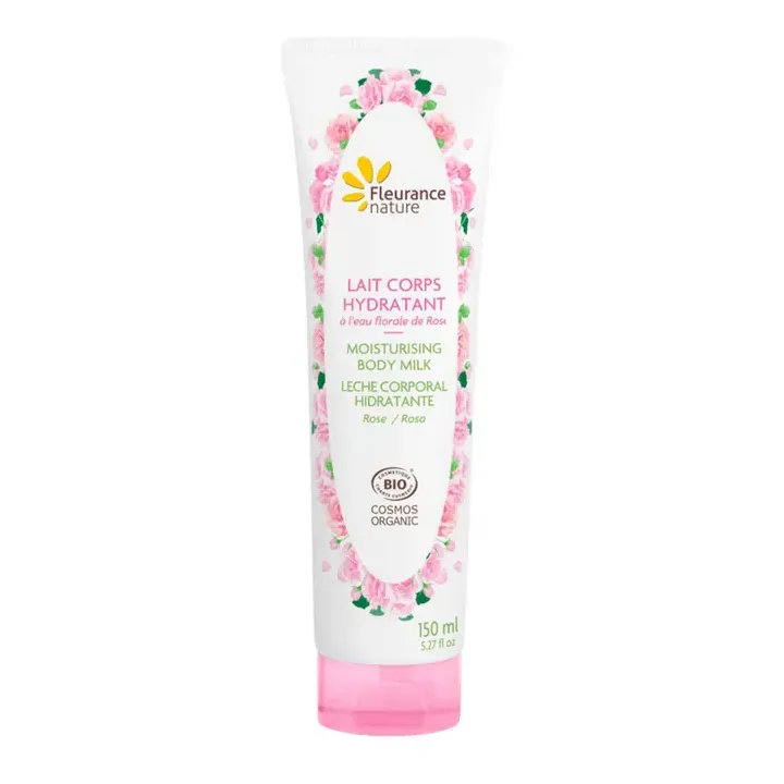 Lait corps hydratant à l'eau florale de rose bio Fleurance nature - tube de 150ml