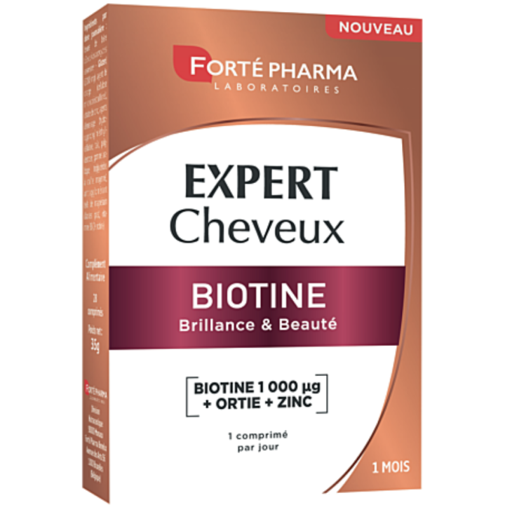 Expert cheveux biotine Forté Pharma - boite de 30 comprimés 