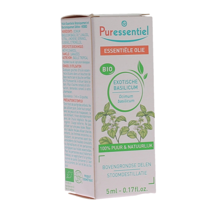 Huile essentielle Basilic bio Puressentiel - flacon de 5 ml