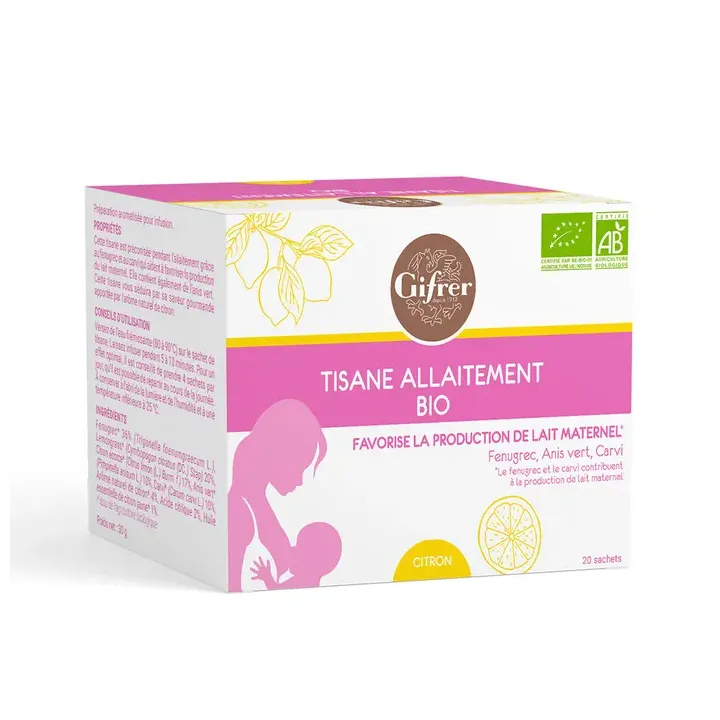Tisane allaitement bio citron Gifrer - boîte de 20 sachets 