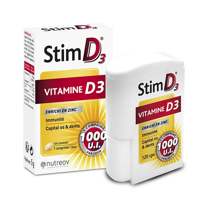 Stim D3 vitamine D3 + zinc Nutreov - boite de 120 comprimés