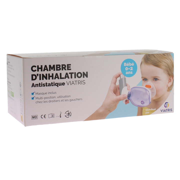 Chambre d'inhalation antistatique bébé 0-2 ans Viatris - boite d'une chambre d'inhalation avec masque