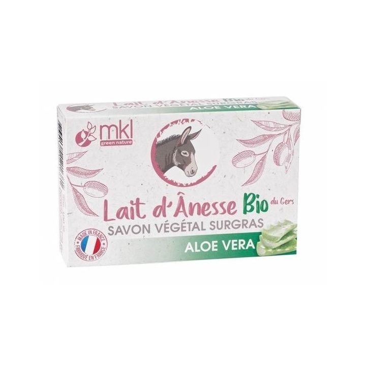 Savon végétal surgras au lait d'ânesse bio Aloe vera MKL Green Nature - pain de 100g