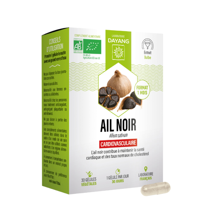 Ail noir système cardiovasculaire Dayang - boîte de 30 gélules végétales