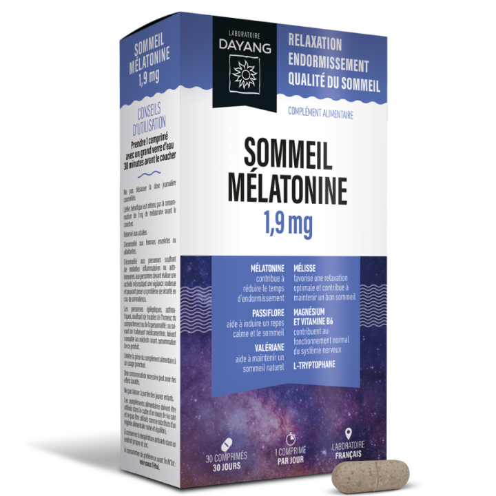 Sommeil mélatonine LP 1,9mg Dayang - boite de 30 comprimés 