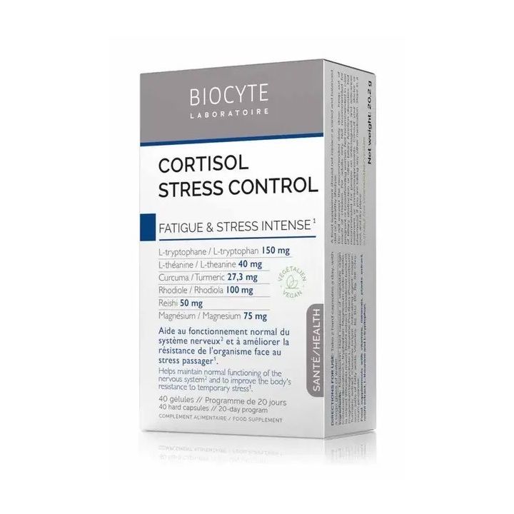 Cortisol Stress Control fatigue et stress intense Biocyte - boite de 40 gélules