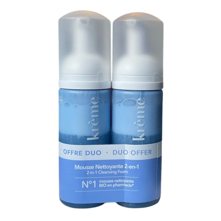 Mousse nettoyante 2-en-1 Krème - lot de 2 flacons-pompe de 150ml
