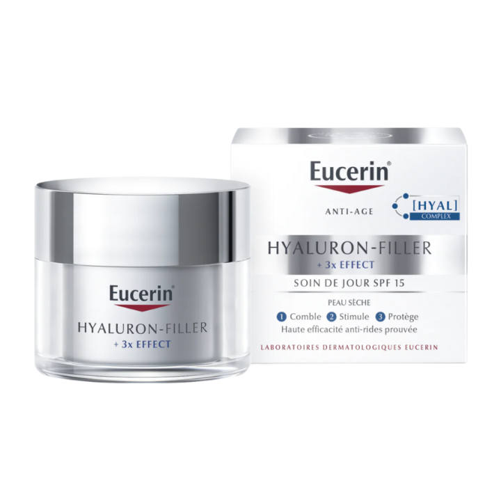 Hyaluron-Filler + 3x Effect Soin de jour SPF15 peau sèche Eucerin - pot de 50 ml