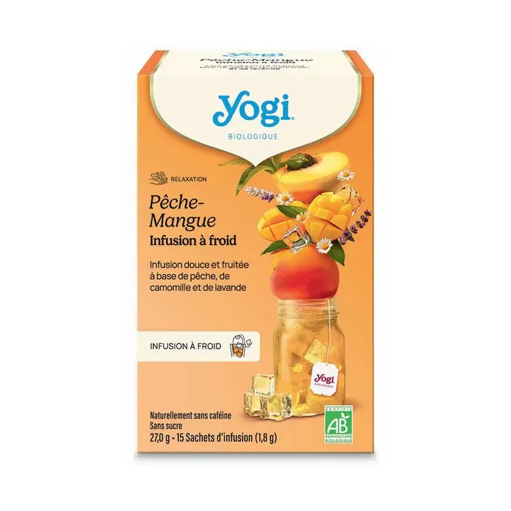 Relaxation Infusion à froid bio pêche-mangue Yogi Tea - boite de 15 sachets