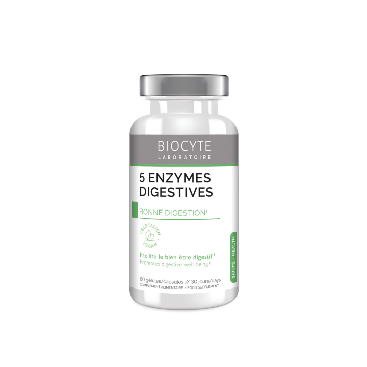 5 enzymes digestives Biocyte - 60 gélules micro-encapsulés
