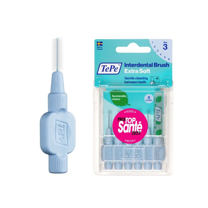 Brossettes interdentaires extra souples bleu pastel taille 3 (0,6mm) TePe - 6 brossettes