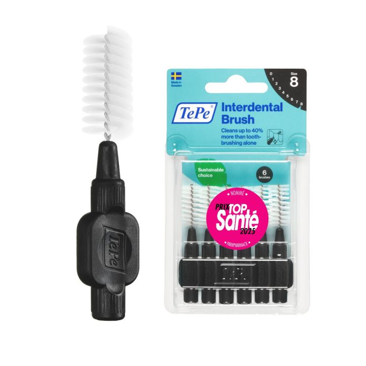 Brossettes interdentaires originales noir taille 8 (1.5 mm) TePe - 6 brossettes