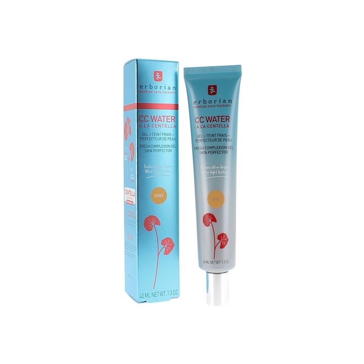 CC Water à la Centella Gel teint frais perfecteur de peau doré Erborian - tube de 40ml - Doré